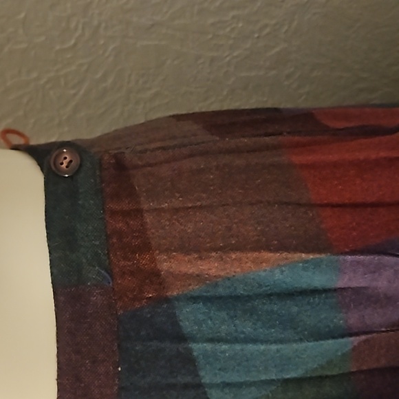 VTG PRESTIGE OF BOSTON Rainbow Check Accordian Pleated Land Girl Wool Skirt - Picture 5 of 8